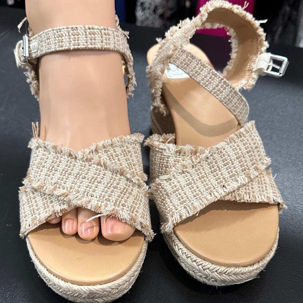 Dolce Vita Cream and Tan Wedge Sandals - Picture 2 of 10